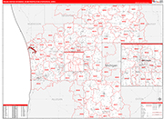 Grand Rapids-Wyoming Metro Area Wall Map Red Line Style